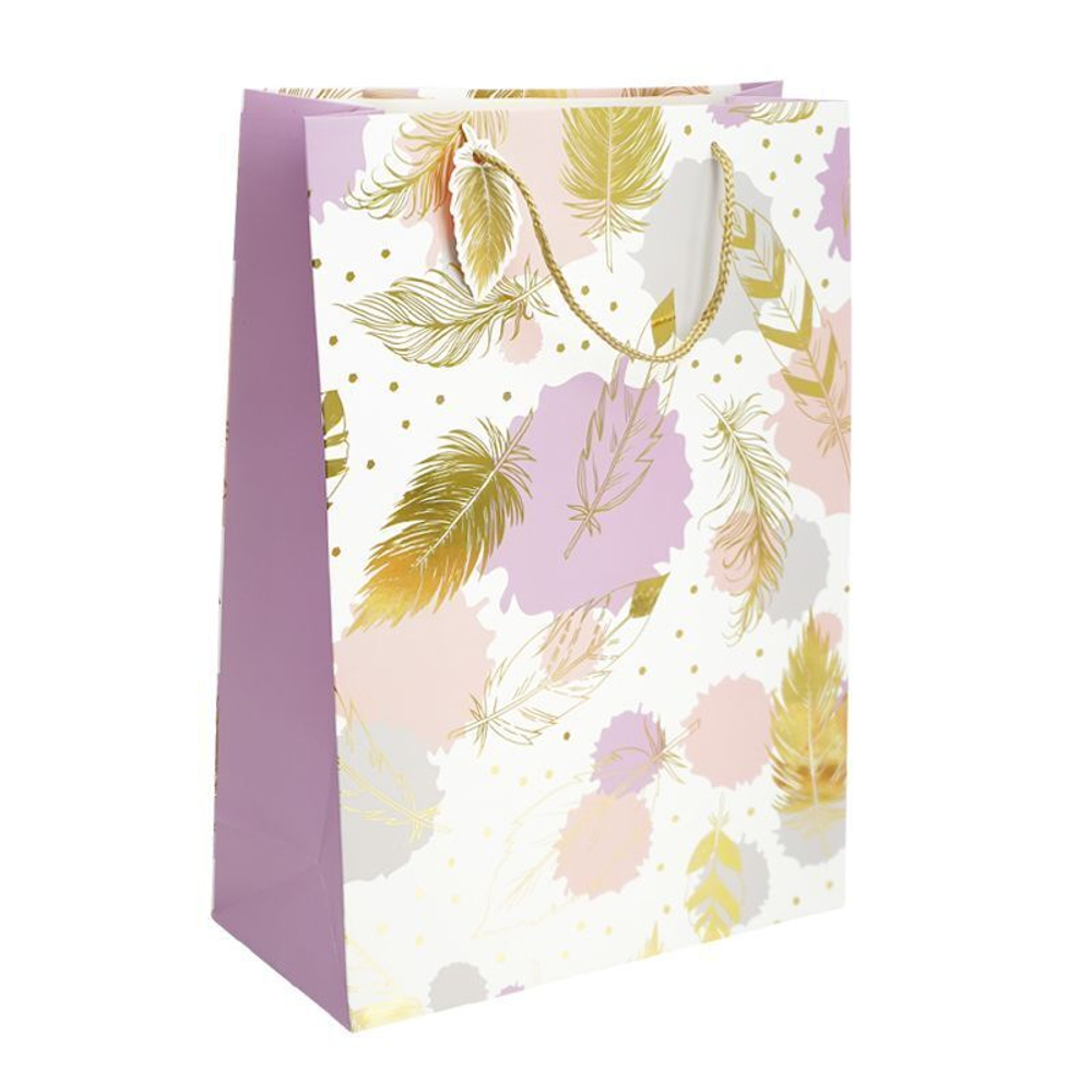 Пакет подарочный "Золотые перья"  31*12*42 см