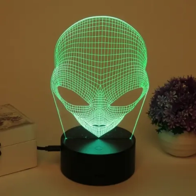 Светильник ночник «3D-Пришелец» на пластиковой подставке, с включателем USB