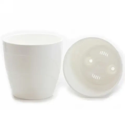 Кашпо для цветов пластиковое 4,5л d-20см «Грация» со вставкой белый