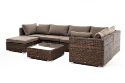 "Лунго" трансформирующаяся лаунж-зона из искусственного ротанга (гиацинт), цвет коричневый