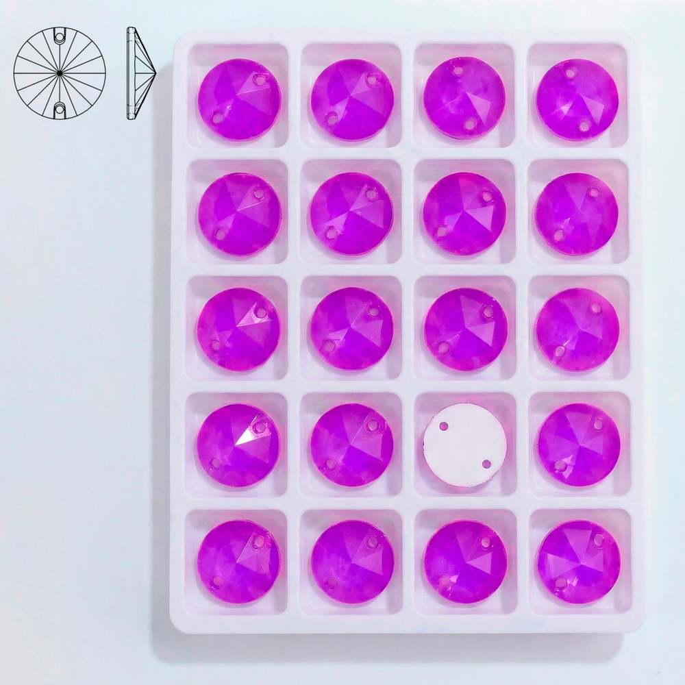 Стразы пришивные из стекла, цвет Neon Purple, форма Rivoli