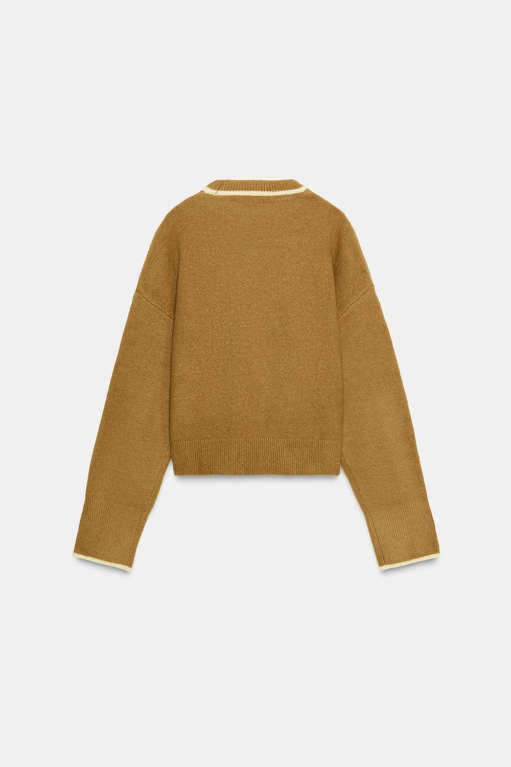 ZARA ДЖЕМПЕР С КОНТРАСТНЫМИ КАНТАМИ, ГОРЧИЧНЫЙ