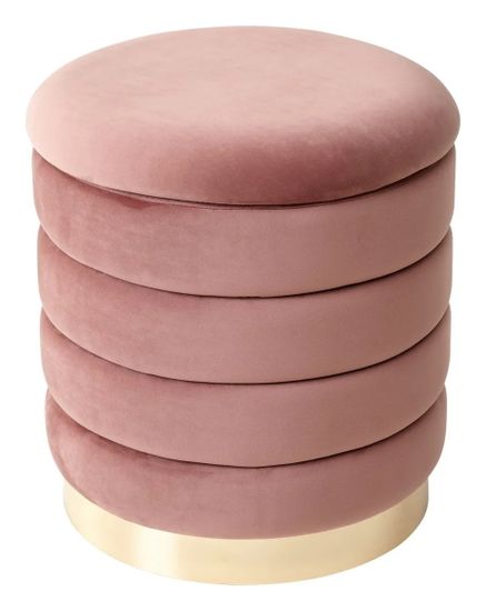 Пуф для гостиной ФРЕД розовый #15, велюр / золотой каркас