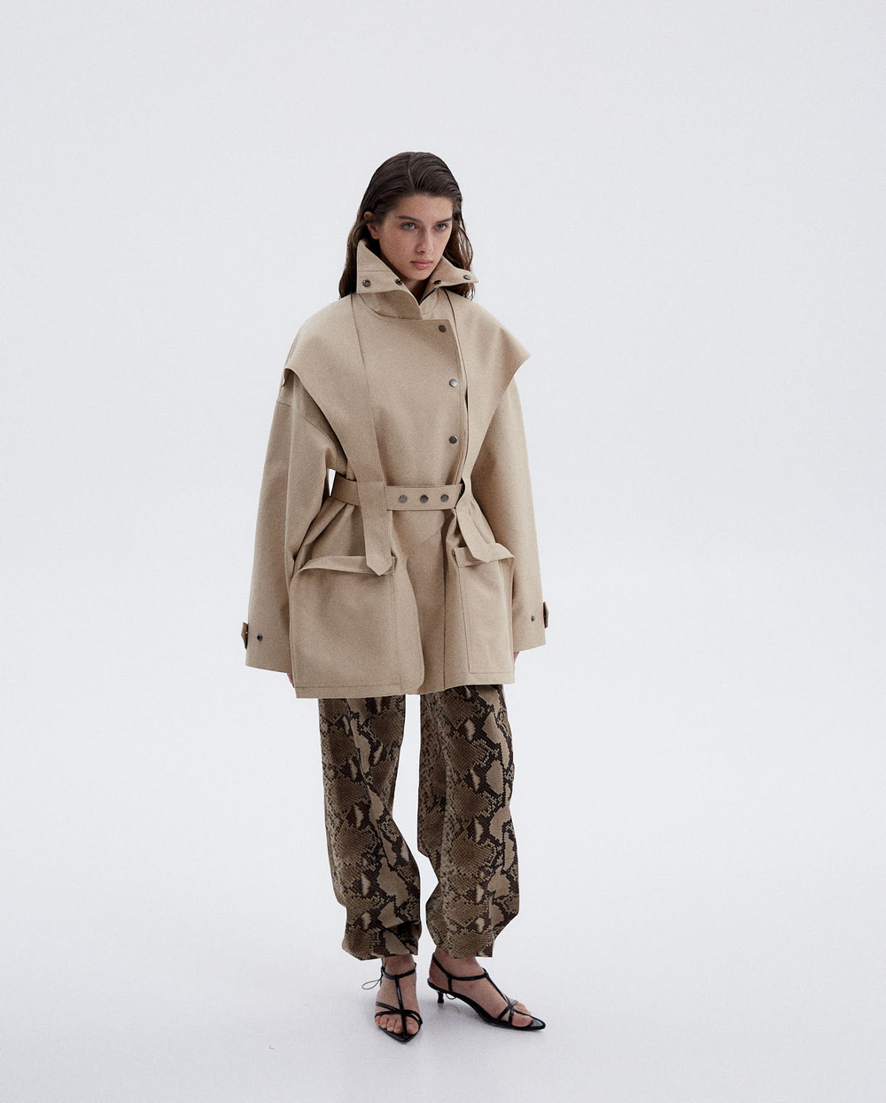 Тренч на молнии из хлопка Берберри бежевый