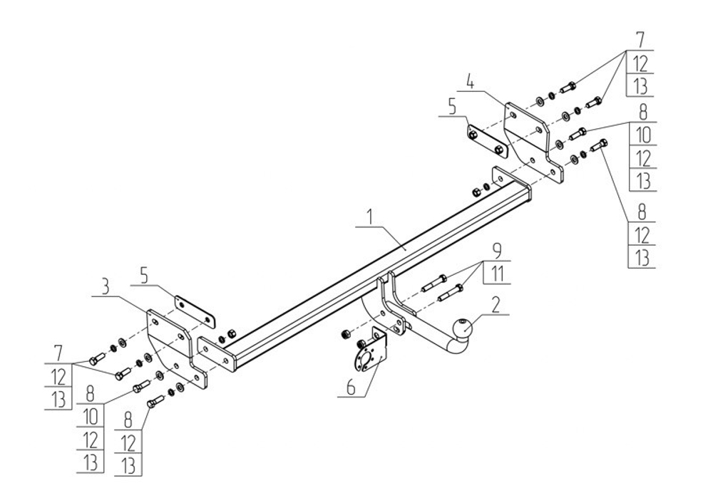 Фаркоп на Kia Seltos 2020-2022, 2024- без выреза в бампере. Тип шара: A. Нагрузки: 1200/75 кг, KI 36