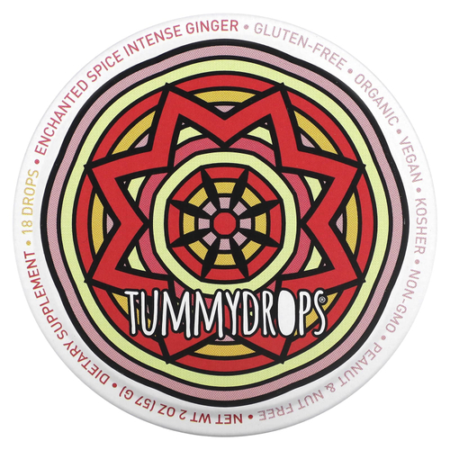 Tummydrops, имбирь интенсивного действия, специи, 18 драже