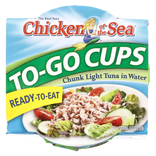 Chicken of the Sea, To-Go-Cups, кусочки легкого тунца в воде, 2 стакана по 2,8 унции