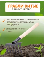 Грабли витые 6-зубые с дер.черенком *1шт