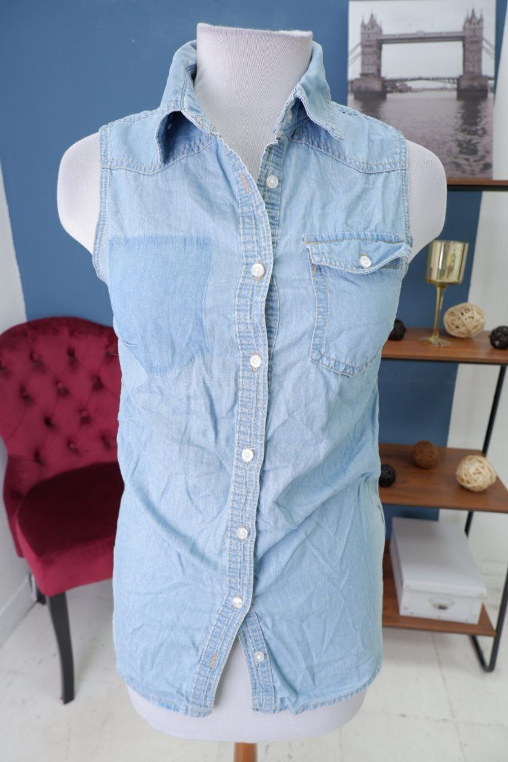 Рубашка Terranova джинсовая 46 размер