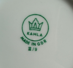 Блюдо фарфоровое большое круглое из сервиза "Мадонна", Kahla GDR, люстр, изображение, золочение, винтаж времён 1970-1990 гг
