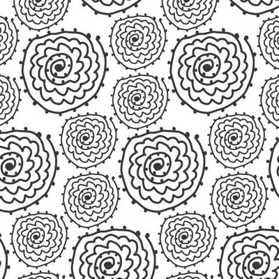 Buy fabric abstract spiral flowers black and white