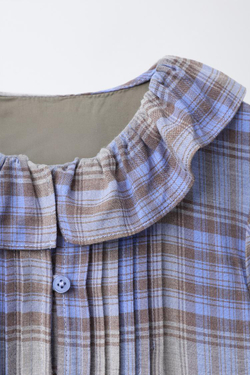 ZARA ПЛАТЬЕ В КЛЕТКУ С ЗАЩИПАМИ, СЕРЫЙ/СИНИЙ