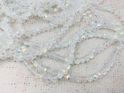 Бусины граненые Рондель, d 8 мм, 1 уп=10 нитей, 1 нить 40 см, прозрачный AB