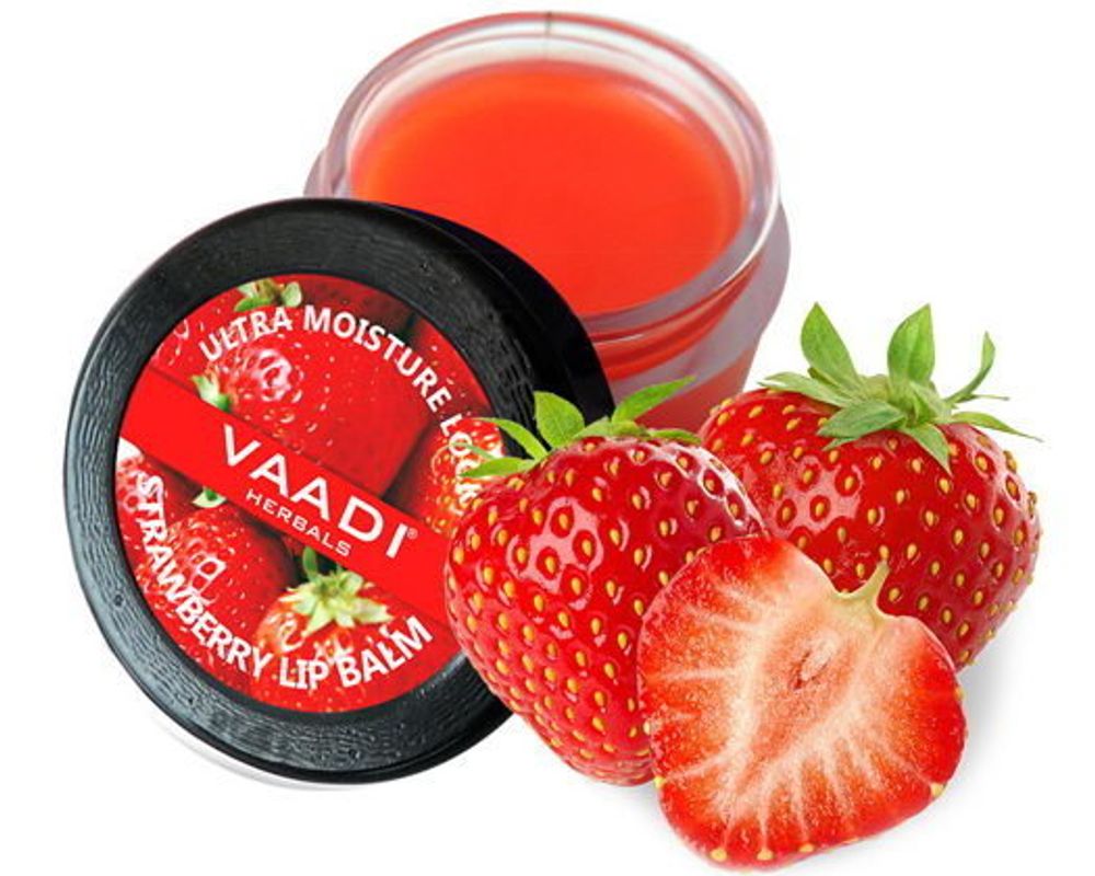 Бальзам для губ Vaadi Herbals Клубника Strawberry Lip Balm 6 г