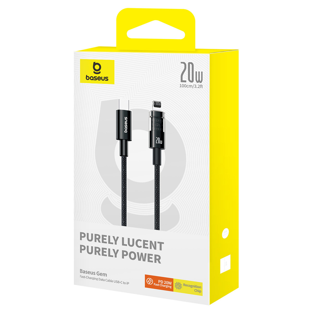 USB-C - Lightning Кабель Baseus Gem Charging+Data 20W 1m - Cluster Black