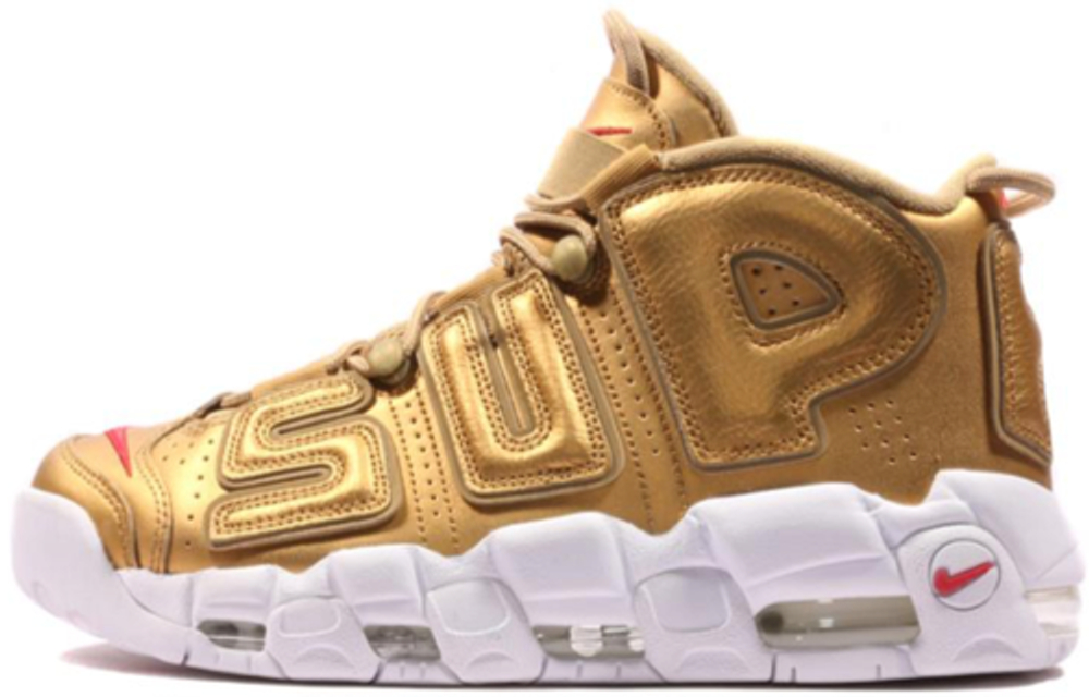 Кроссовки Supreme X Nike Air More Uptempo Metallic Gold