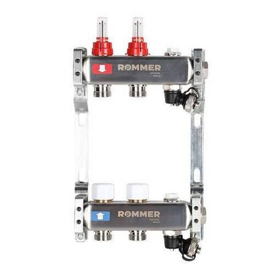 Коллекторная группа для теплого пола ROMMER RMS1201 - 1" на 2 контура 3/4" EK
