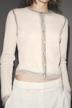 ZARA КАРДИГАН С ПРИНТОМ ОМБРЕ, ЭКРЮ