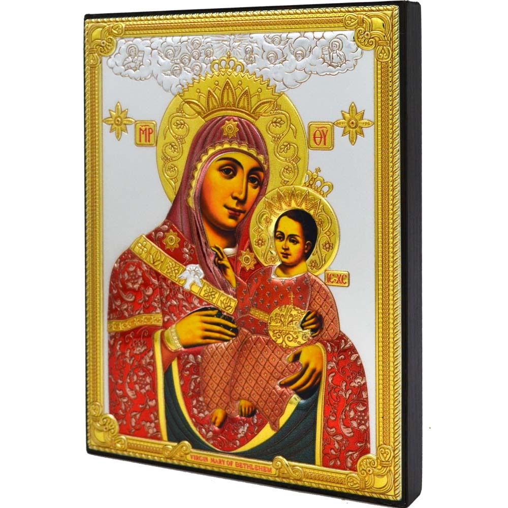 Вифлеемская икона Богородицы в серебряном окладе.