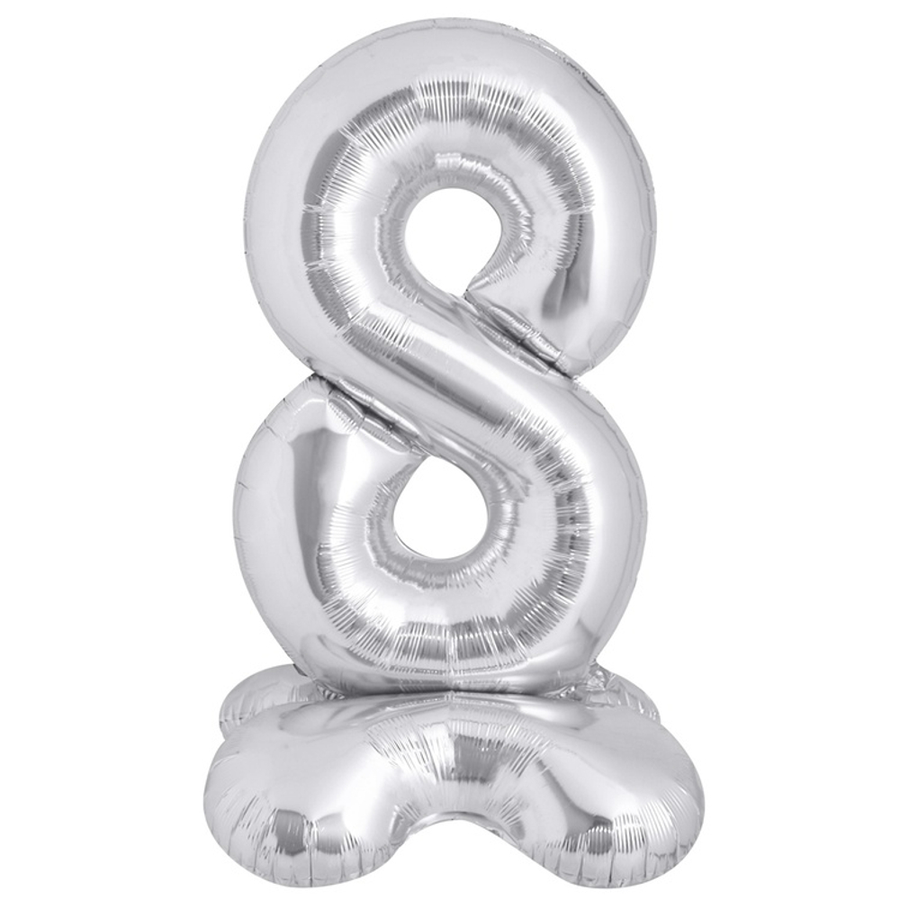 Шар фольгированный Цифра 8 127 см (Серебряный)