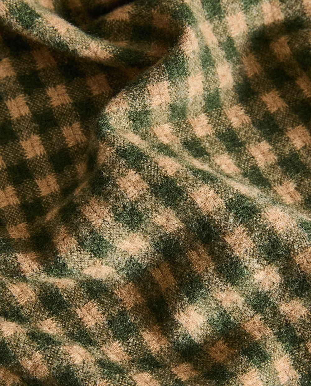 Zara Home - Клетчатый плед с бахромой, зеленый, 220x240 см