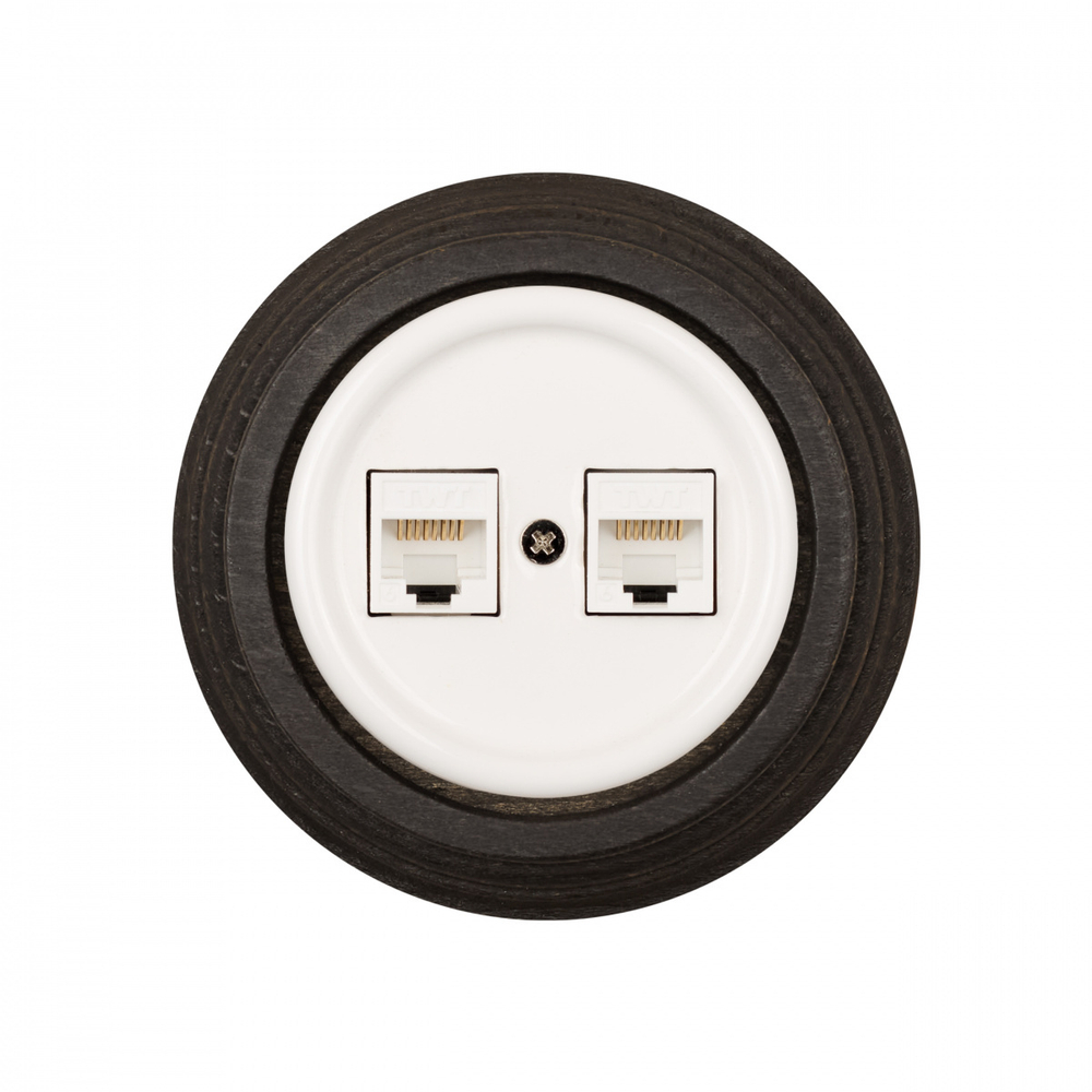 Розетка RJ45 информационная двойная, керамика, цвет белый B1-302-01