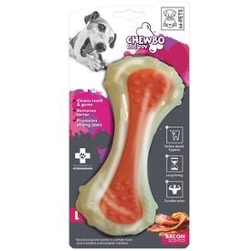 M-PETS Игрушка для собак Кость, вкус бекона, нейлон, размер L, 20,2 см