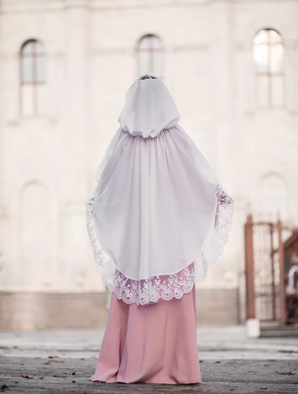 Церковный платок-капюшон "Виктория" длинный