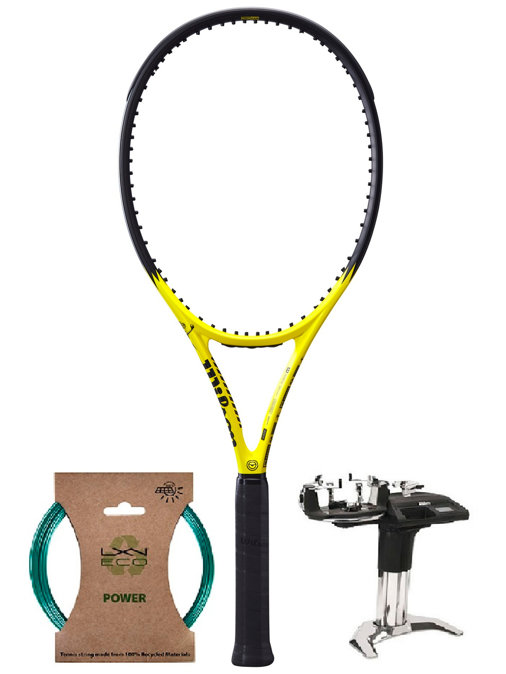 Теннисная ракетка Wilson Minions Clash 100 V2.0 - yellow/black + Струны + Натяжка