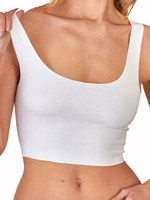 Женский укороченный бесшовный топ (Размер: XL) (Цвет: молочный)