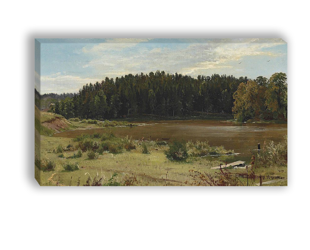 "Река на опушке леса", Шишкин Иван Иванович, картина (репродукция)