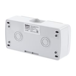 Розетка Intro Atlantic 5-204-03 двойная с заземлением 2х2P+E Schuko шторки, 16А-250В, IP54, открытой установки, серый | Intro