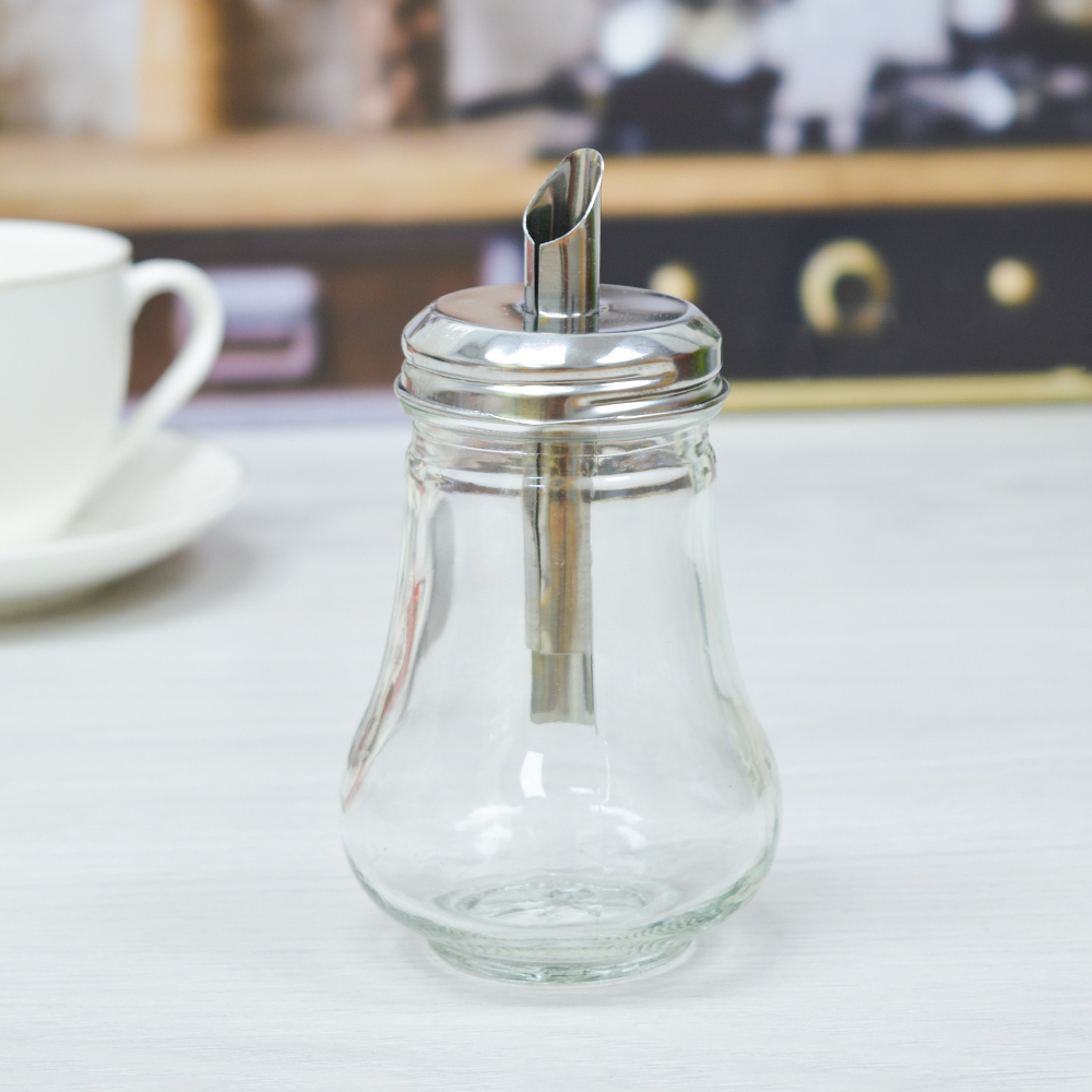 Сахарница с дозатором 250мл нерж/стекло Z-11098