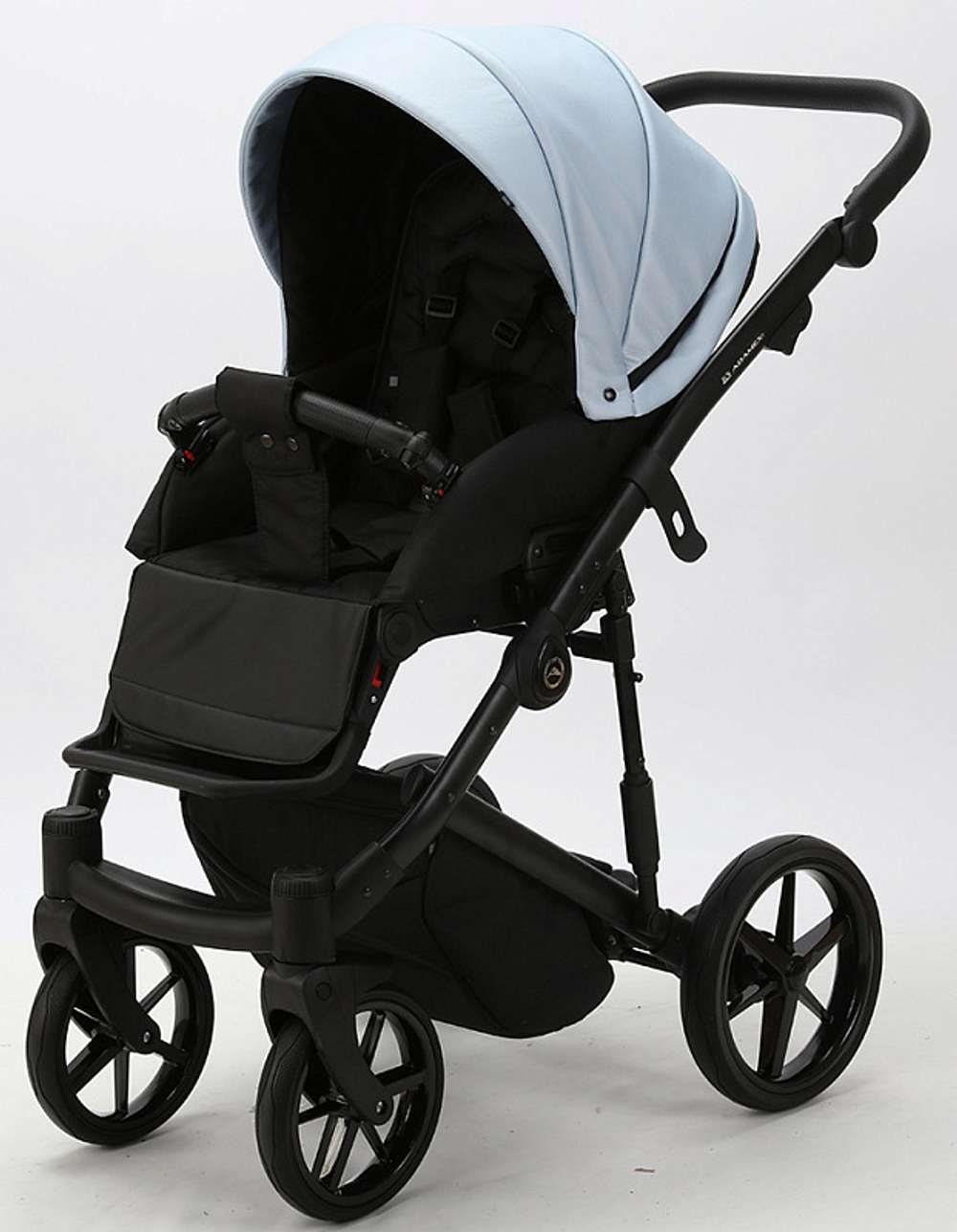 Детская коляска Adamex Mobi Deluxe 2 в 1 M-SD03 (ГОЛУБАЯ+ГОЛУБАЯ ПЕРЛ.КОЖА)