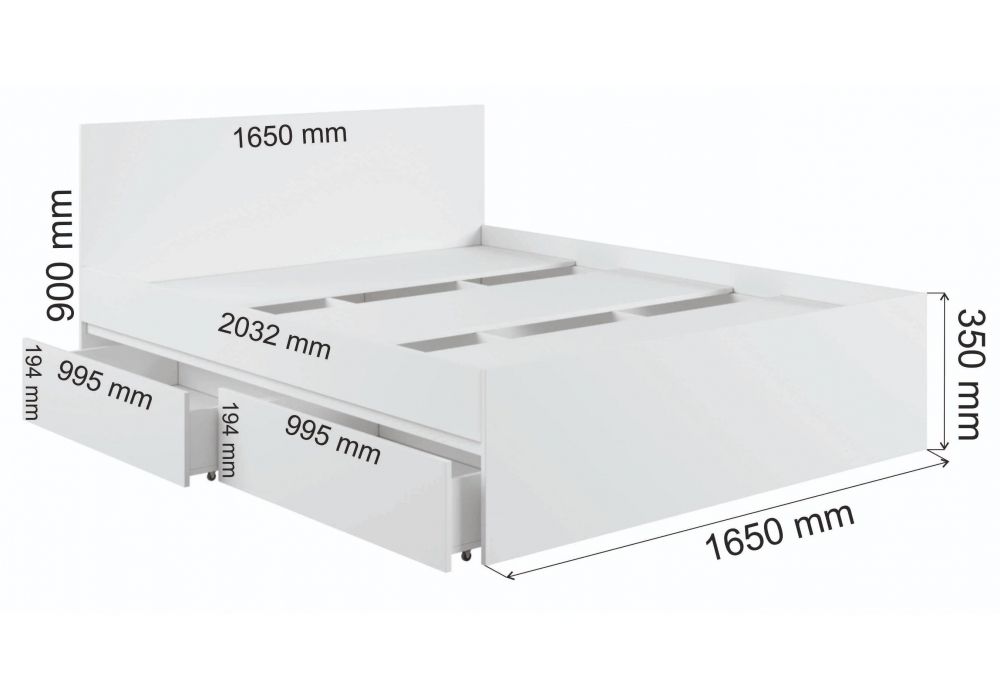 Двуспальная кровать Мадера 160х200 белый