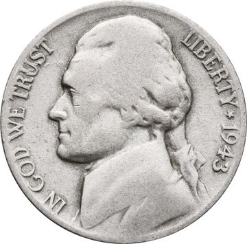 5 центов 1943 США "Jefferson Nickel" P