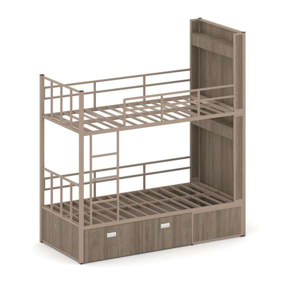 Overnight Кровать 2-х ярусная ON.K2-001 Вяз Благородный/Металл Латте 2080*950*2260