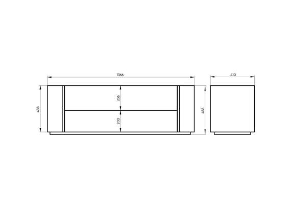 Тумба Lagom под ТВ 2 ящика ширина 140 см (белый)