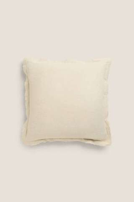 ZARA HOME ЛЬНЯНОЙ ЧЕХОЛ НА ПОДУШКУ С КИСТОЧКАМИ, СВЕТЛО-ЗЕЛЕНЫЙ