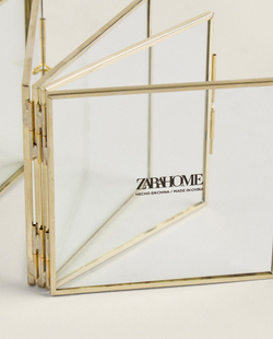 Zara Home Фоторамка из стекла, цвет золотой, 10.5 см