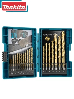 MAKITA D-67527 Набор сверл по металлу HSS-TiN 19 шт Портативный Долгая жизнь Круглая ручка Устойчивость к коррозии