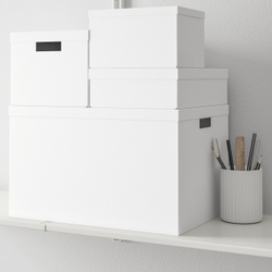 IKEA TJENA  (ИКЕА ТЙЕНА)  -  Контейнер с крышкой, белый, 25x35x10 см