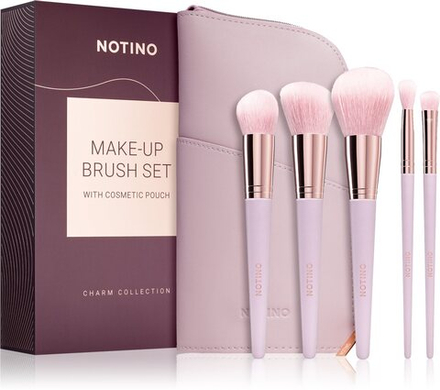 Notino Charm Collection Make-up brush set with cosmetic pouch - набор кистей с косметикой Пыльно-розовый /  5 шт.   / GTIN 2800019501899