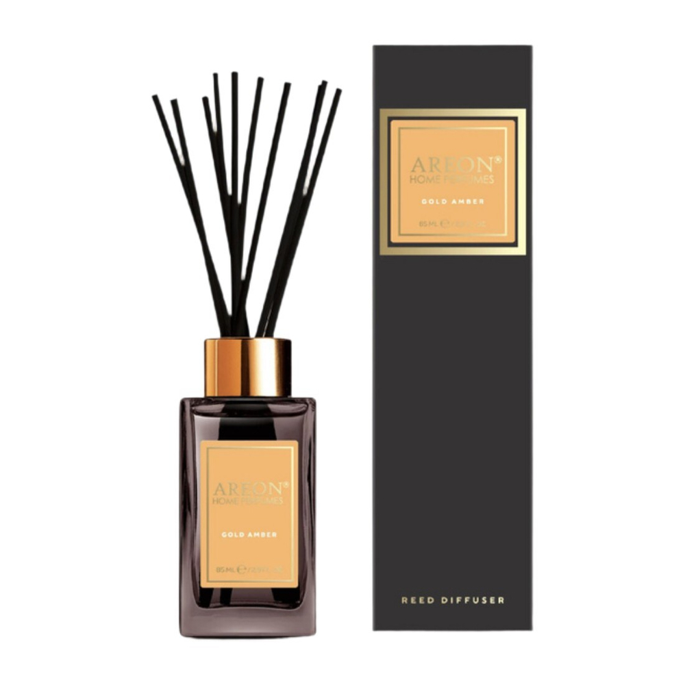 AREON Аромадиффузор 85мл Premium Gold Amber с палочками (72604)