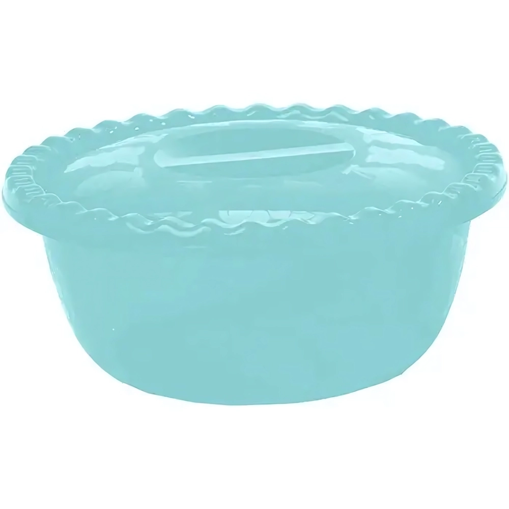 Миска круглая 3л с крышкой аквамарин (комплект 35 шт)
