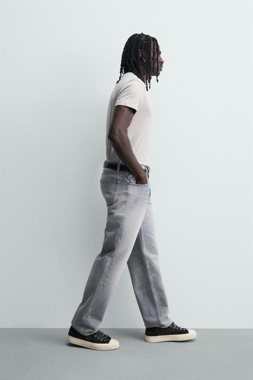 ZARA ДЖИНСЫ STRAIGHT FIT, СТАЛЬНОЙ СИНИЙ
