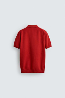 ZARA ТРИКОТАЖНОЕ ПОЛО КЛАССИЧЕСКОГО КРОЯ, КРАСНЫЙ
