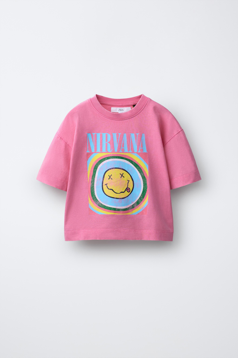 ZARA ФУТБОЛКА С ПРИНТОМ NIRVANA®, РОЗОВЫЙ