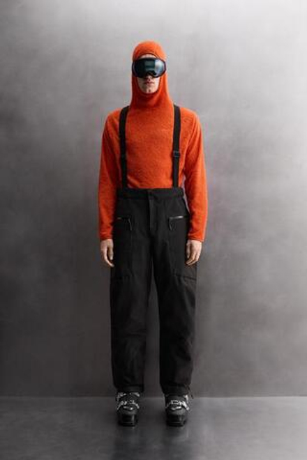 ZARA УТЕПЛЕННЫЕ ВОДОНЕПРОНИЦАЕМЫЕ ЛЫЖНЫЕ БРЮКИ RECCO®, ЧЕРНЫЙ