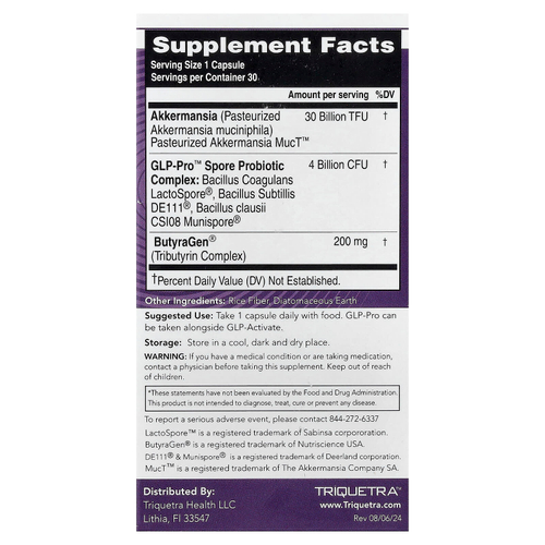 Triquetra Health, PX Therapeutics™, GLP-Pro™ GLP-1, пробиотики и постбиотики, 30 капсул